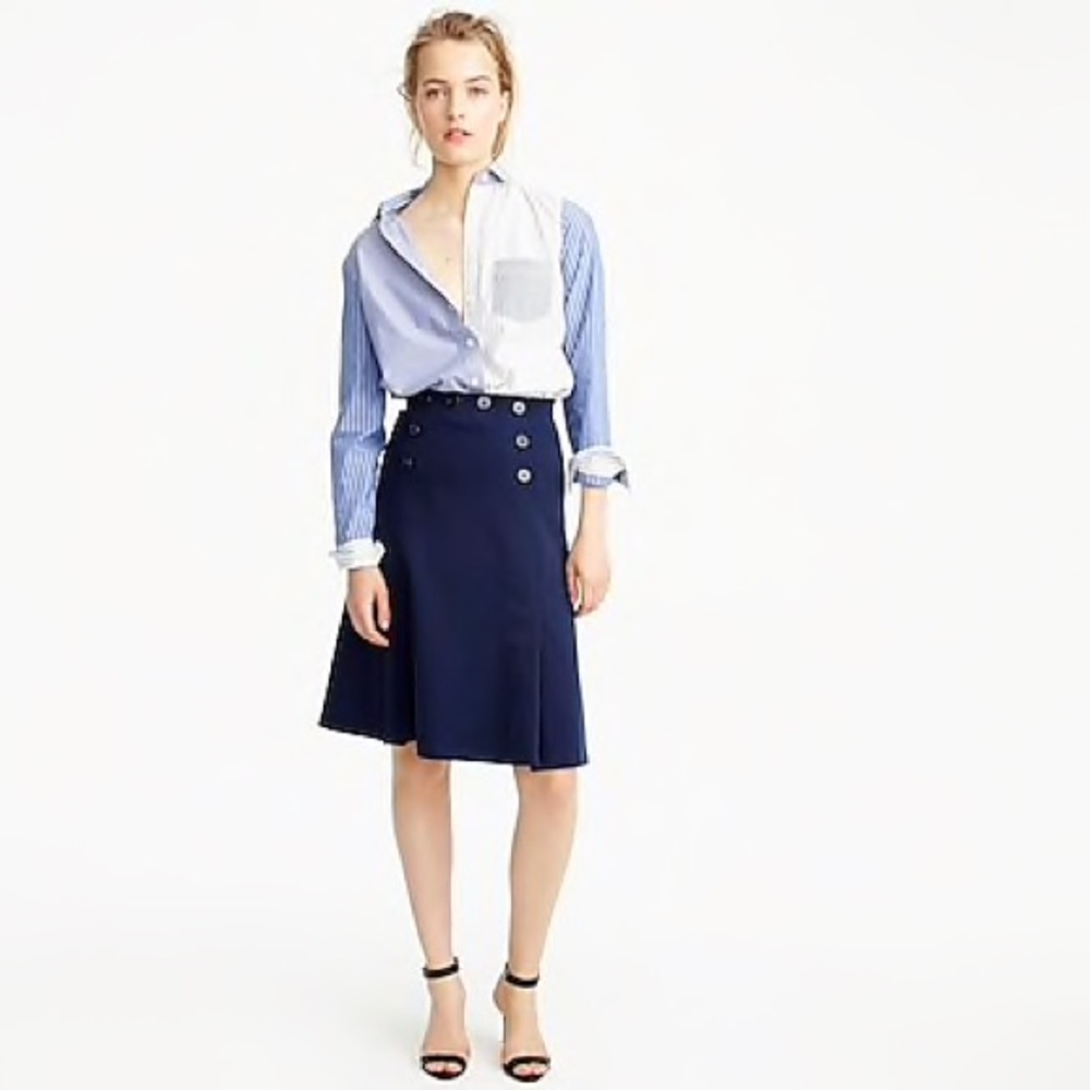 J Crew Ponte Nautical A- line Skirt/ Navy Sz 0